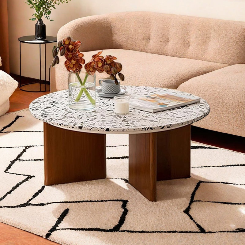 Table basse Rock Slab avec pieds en bois massif