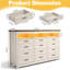 Commode 12 tiroirs 70,87 po, commode longue avec lumières DEL et station de charge, commode-1676625181