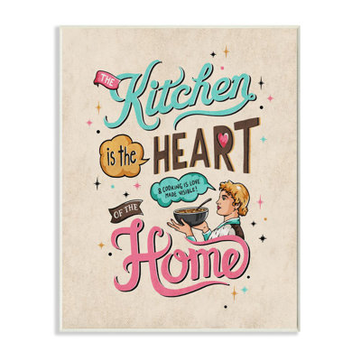 Kitchen Heart And Home Vintage Comic Book Word Design by Ester Kay - Textual Art Print on Canvas