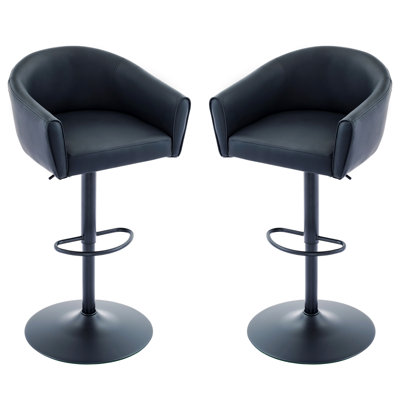 Tabourets de bar pivotants, rembourrés et réglables avec dossier et large base (lot de 2)