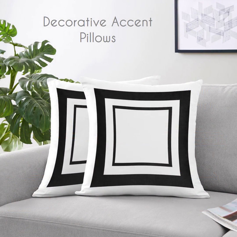 White and Navy Cotton Tab Top Window Valance