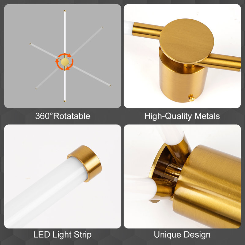 28.74“ Pulg In Wall Lamp Acrylic Dimmable Wall Light, Gold
