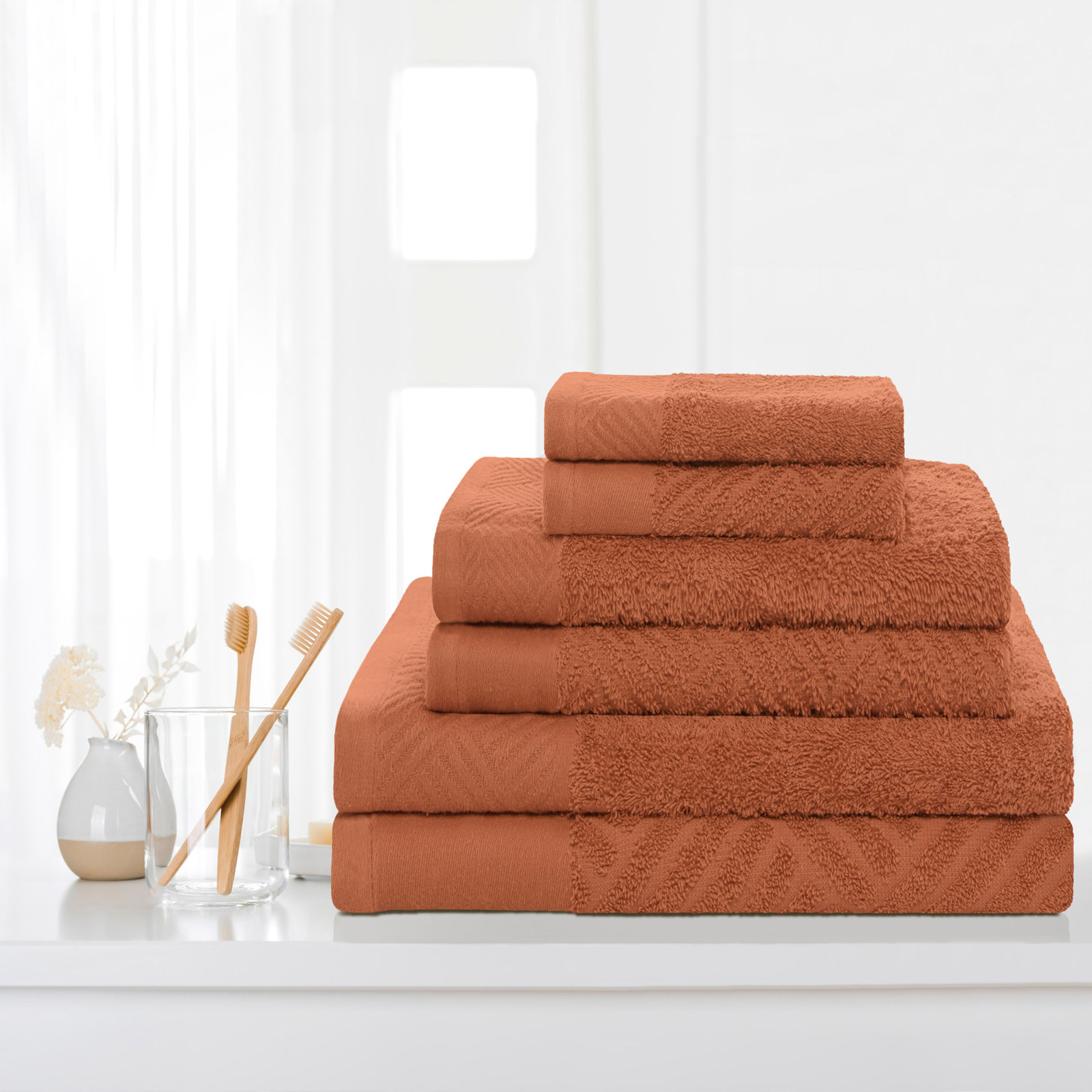 6-Piece Certified Egyptian Cotton Towel Set, Pecan
