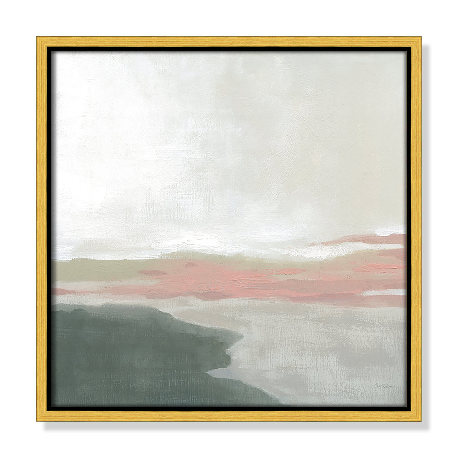 Carley "Still Lake" Painting by Carol Robinson, 13.5" H x 13.5" W x 2" D, Gold