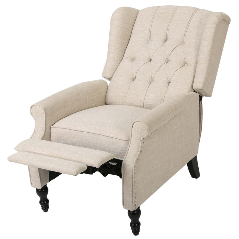 Fauteuil inclinable capitonné en tissu, Polyester beige