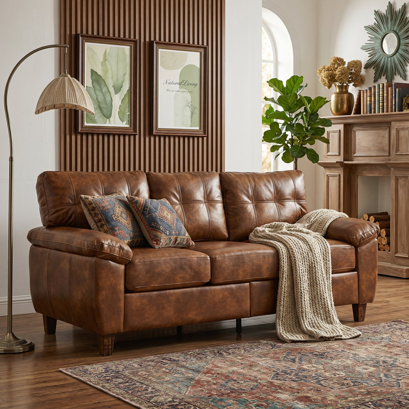 Canapé en bois d'eucalyptus avec rangement caché 3 tiroirs H 79 po x l 32,3 po x H 35 po HDF Store