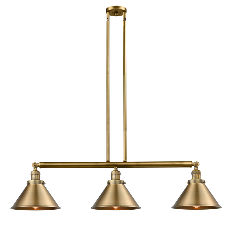 Lengby 3 - Light Kitchen Island Pendant, Brushed Brass, Brushed Brass, No Bulb Included