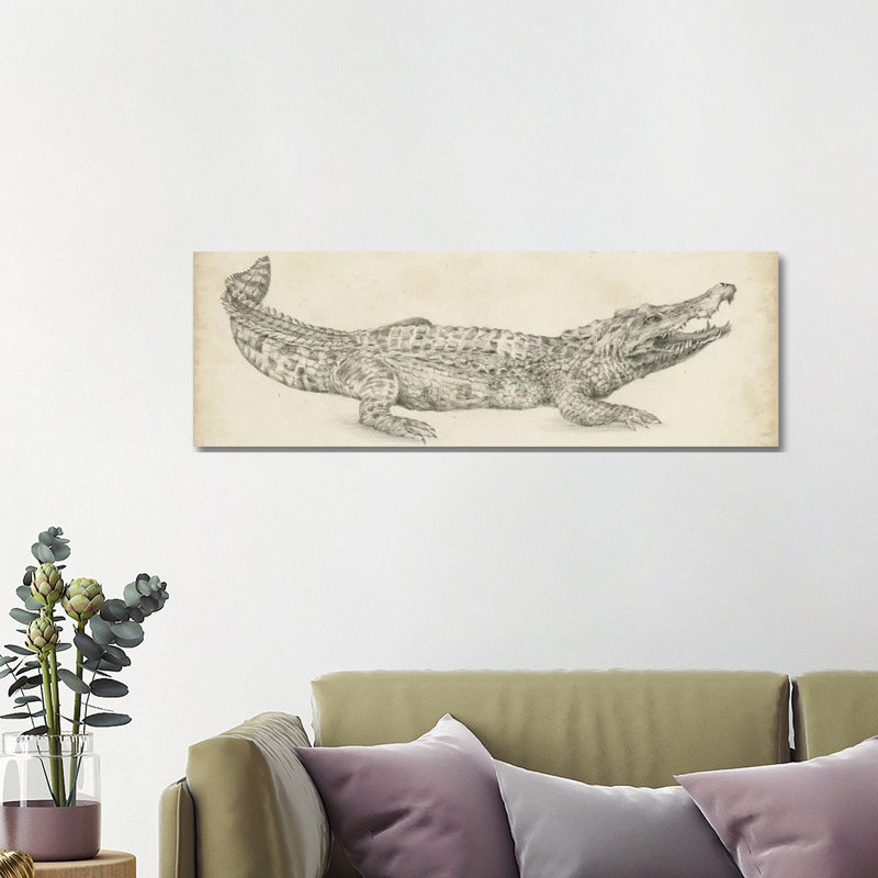 Crocodile Sketch by Ethan Harper - Wrapped Canvas Panoramic Print, 121.92 cm H x 40.64 cm W x 1.91 cm D