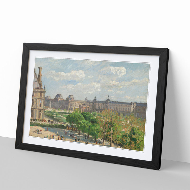 Place Du Carrousel in Paris by Camille Pissarro - Picture Frame Painting, Black Framed, 36cm H x 48cm W x 2cm D