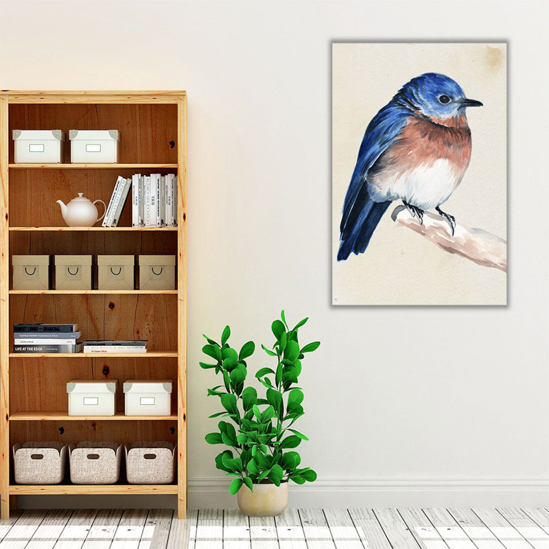 Petit oiseau sur une branche I - reproduction d'art sur toile, H 30 po x l 20 po