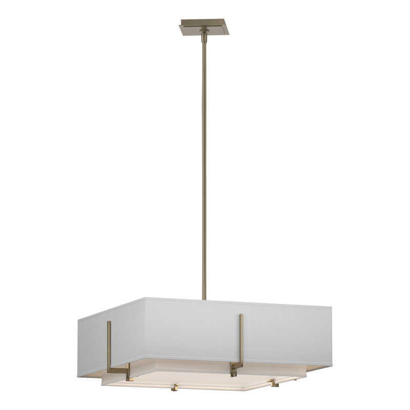 Exos 4 - Light Unique Square Pendant, Natural Anna Shade, Soft Gold, Medium