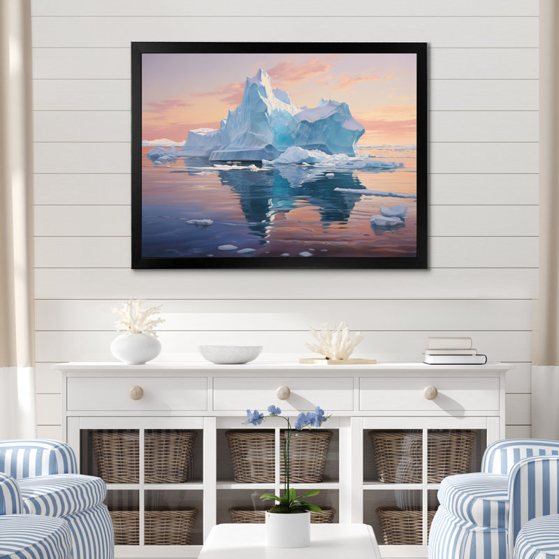Iceberg bleu gelé sérénité, Cadre simple noir, H 12 po x l 20 po x P 1 po