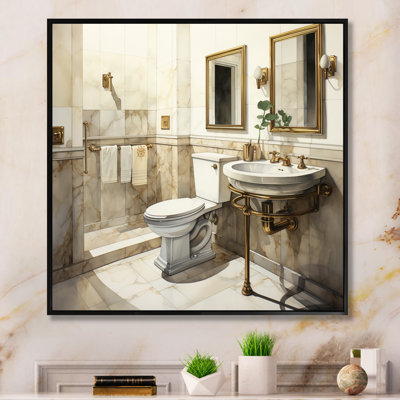 Bathroom Canvas Wall Art, Sleek Modern Toilet Decor Print - Toilet Sleek and Modern