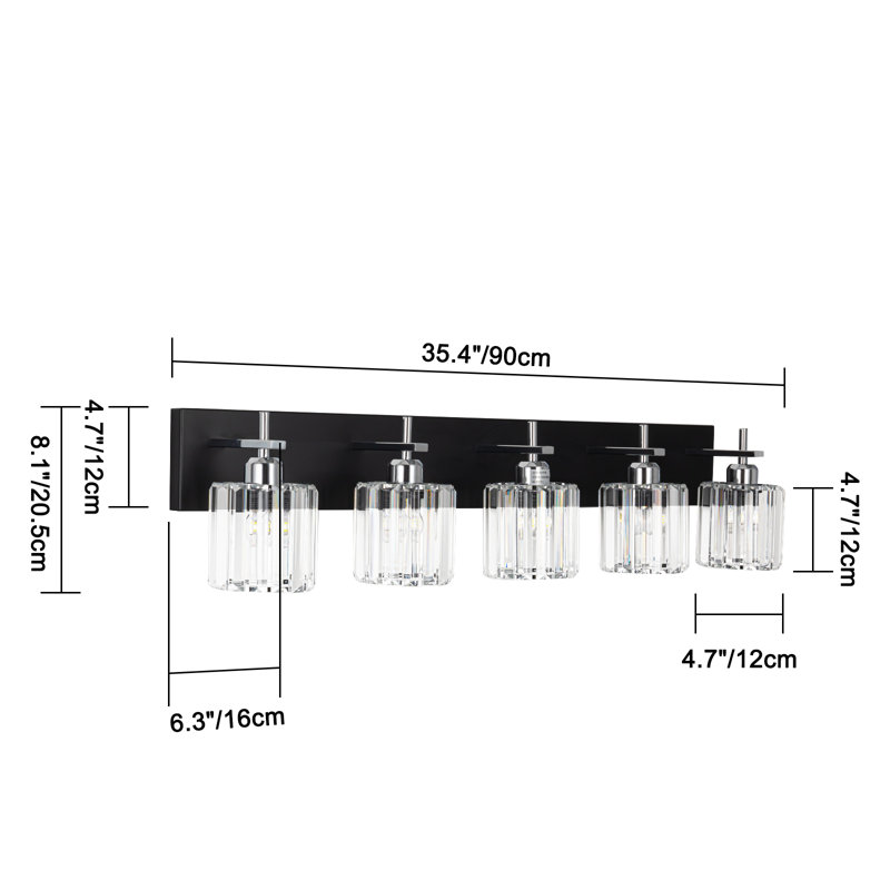 Éclairage pour meuble-lavabo à intensité variable Corless, Noir mat / Chrome, 6