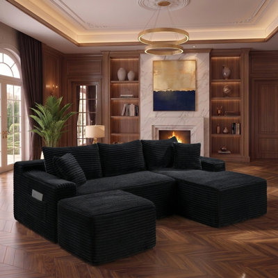 106.3" U-Shaped Modular Sectional Sofa with Deep Seat, No Assembly Required, Legless