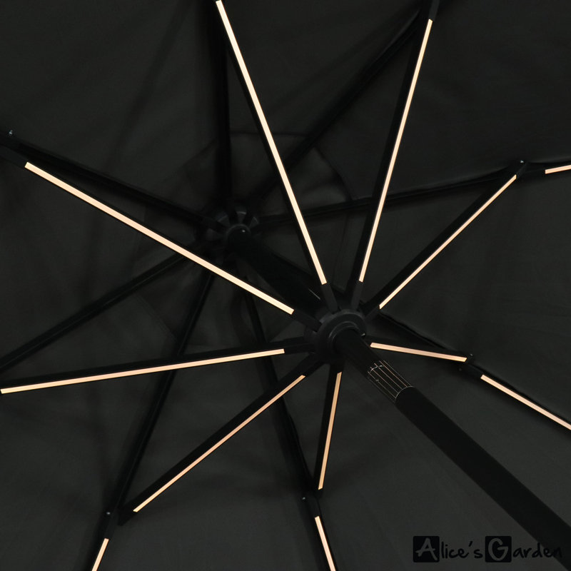 Arnell 290cm Lighted Market Parasol, Grey