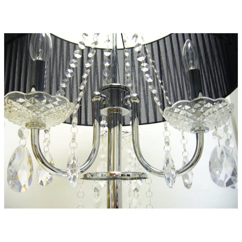 29.5" White and Chrome Crystal-Inspired Touch Table Lamp with 3-Light Socket