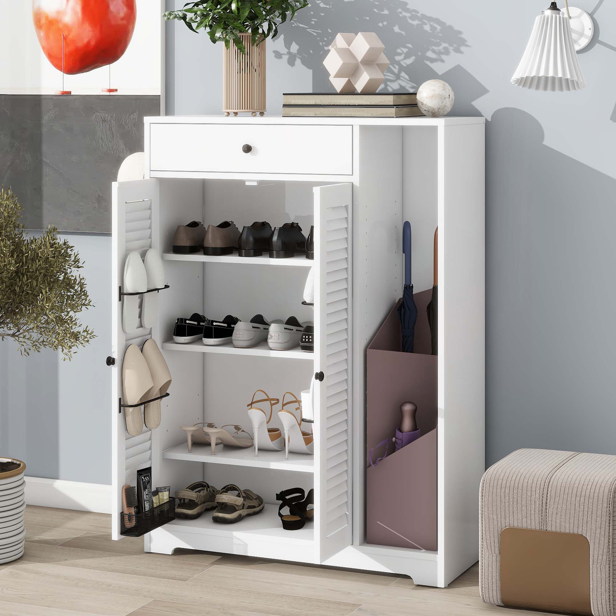 Beachcrest Home™ Shoe Rack Organizer with 2 Shutter Door | Wayfair