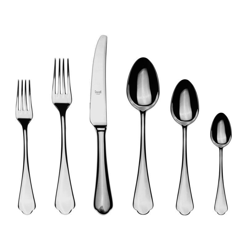 Dolce Vita Flatware Set with H/H Knives - 36 Pieces - Stainless Steel, Silver