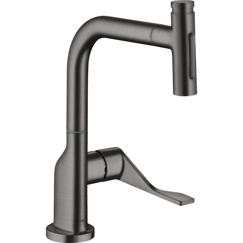 Citterio 13.5" Pull Down Single Handle Kitchen Faucet with Accessories, Brushed Black Chrome