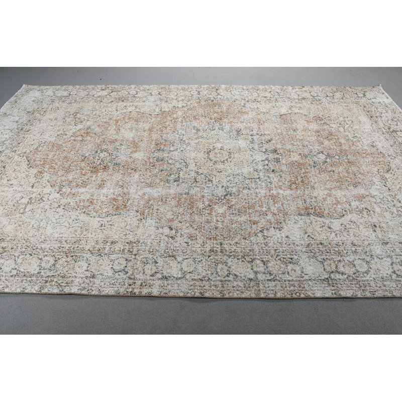 Grand tapis turc beige Oushak tissé à la main avec un design ivoire antique à tissage plat idéal pour la décoration de la chambre à coucher