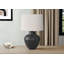 Lampe de table transitionnelle avec base en métal noir et abat-jour en lin ivoire (ampoule non incluse)