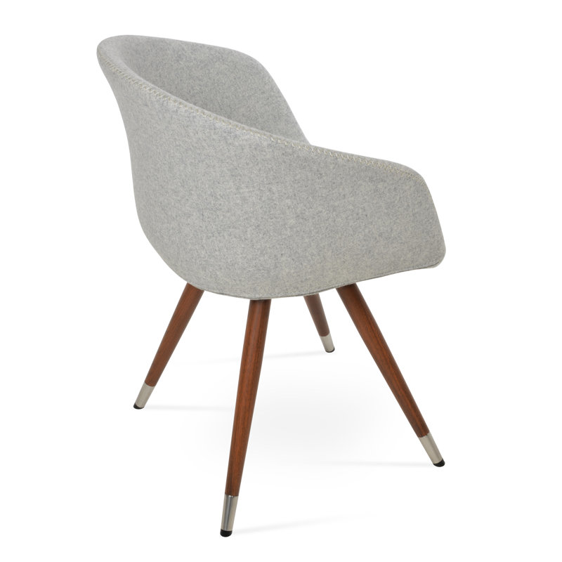 Fauteuil Tribeca, Laine argentée, Noyer / acier poli