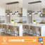 Éclairage d'îlot de cuisine à 10 lumières, luminaires suspendus linéaires noirs avec abat-jour en verre graine, luminaire suspendu de salle à manger de lustre moderne pour la cuisine-609505526-609505521