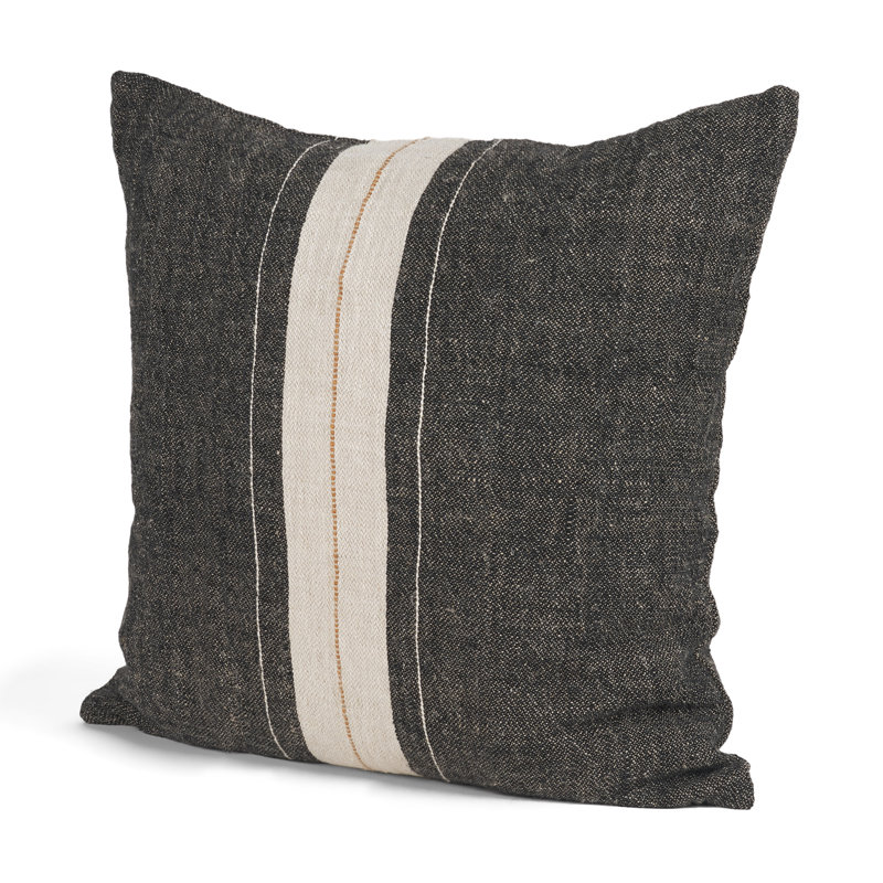 Housse de coussin Cooper 20 x 20 carré noir avec rayures crème, 20 x 20