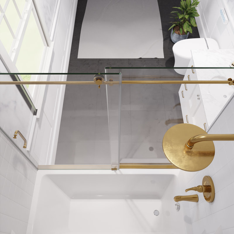 Raymore Series 60" W x 62" H Single Sliding Frameless Tub Door