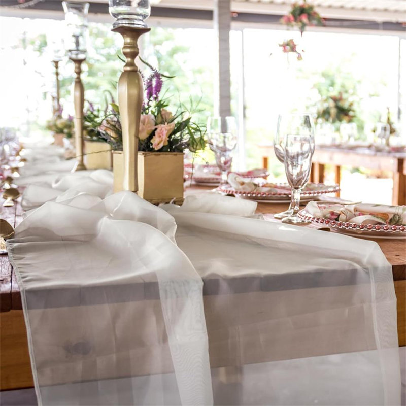 Ensemble de 10 drapeaux de table en mousseline de soie blanche, drapeaux de table de mariage, mousseline de soie, mousseline romantique