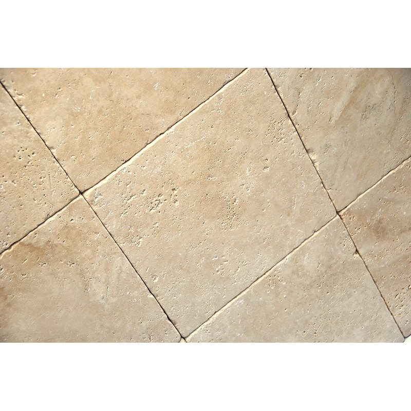 Carrelage aspect pierre biseauté 12 po x 12 po Travertine