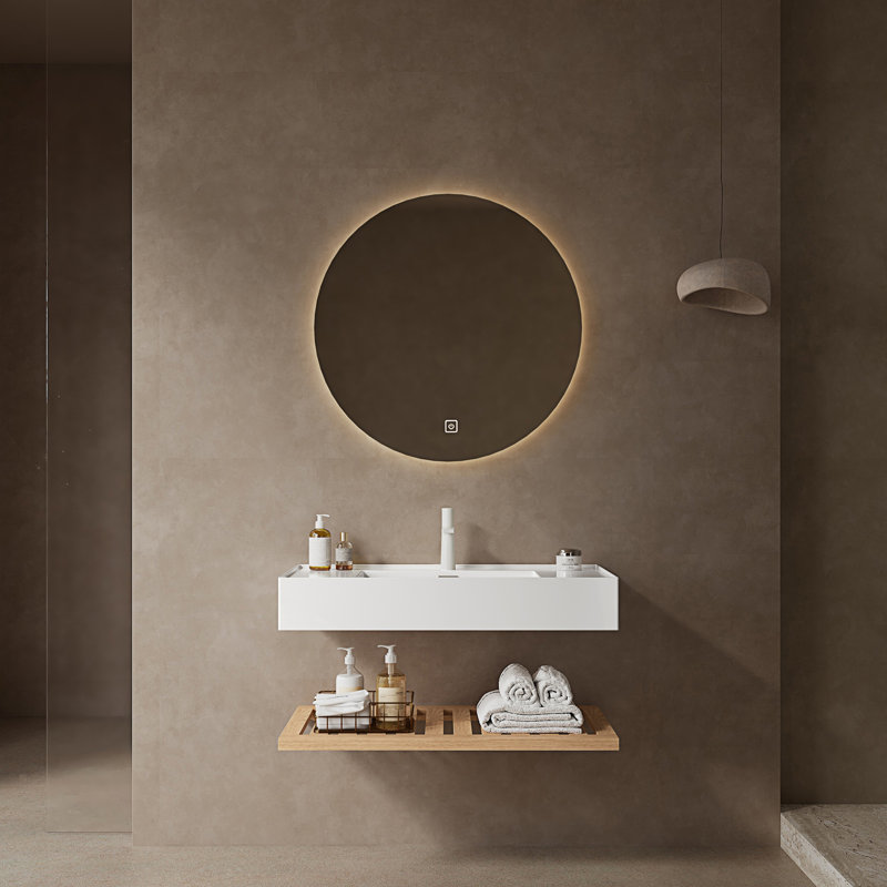 Meuble-lavabo de salle de bain avec lavabo vasque, Natural Wood, 36"