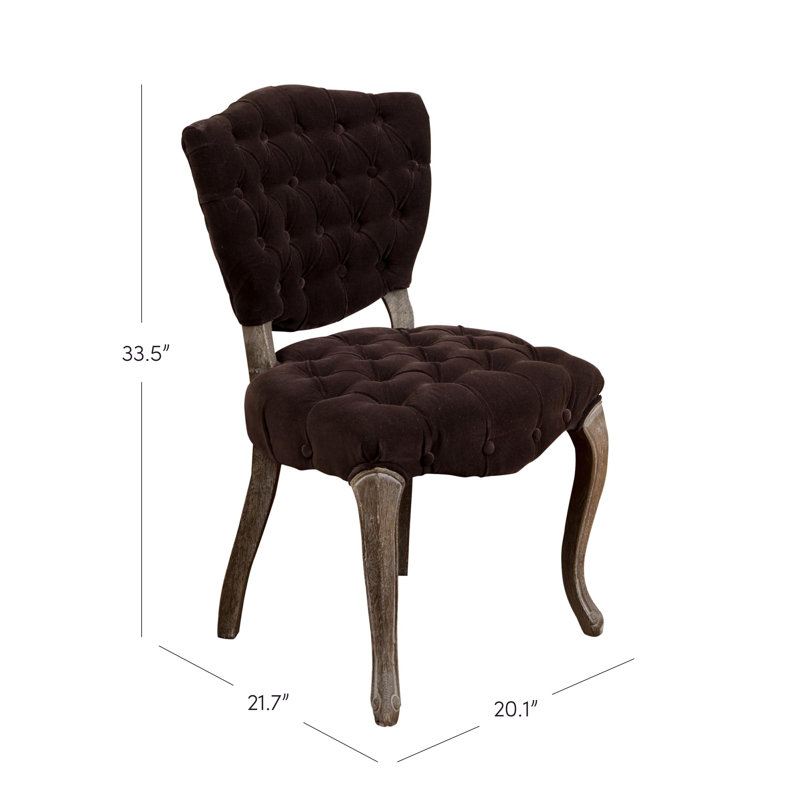 Richard Tufted Upholstered Parsons Chair, Dark Chocolate Velvet