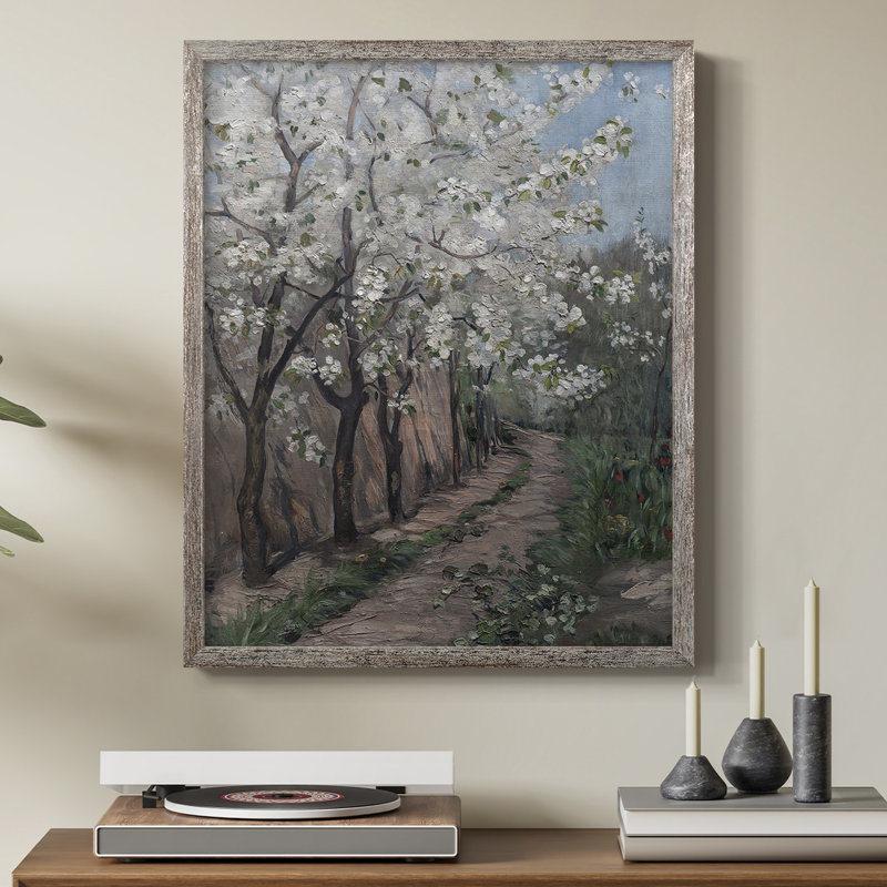 Impression florale vintage encadrée CXL - bois massif, H 11 po x l 9 po