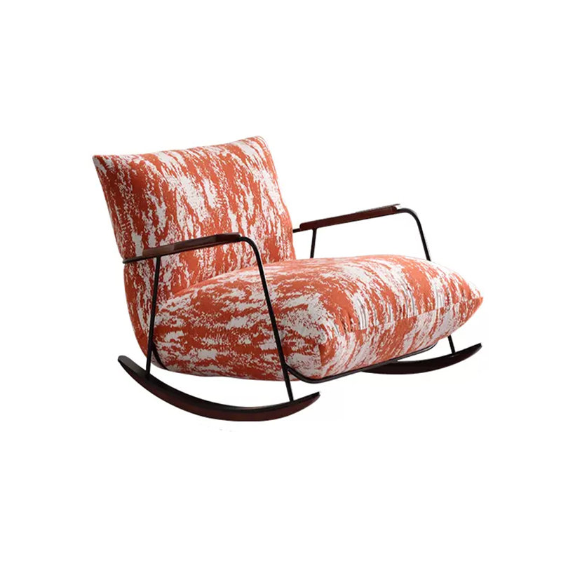 Chaise berçante en coton et lin, Rouge et blanc