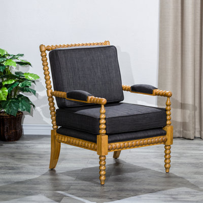 Fauteuil blanc taupe à motif cachemire, finition bois fin, siège de 27,75 po de largeur en blanc, assise confortable, largeur, structure en bois franc