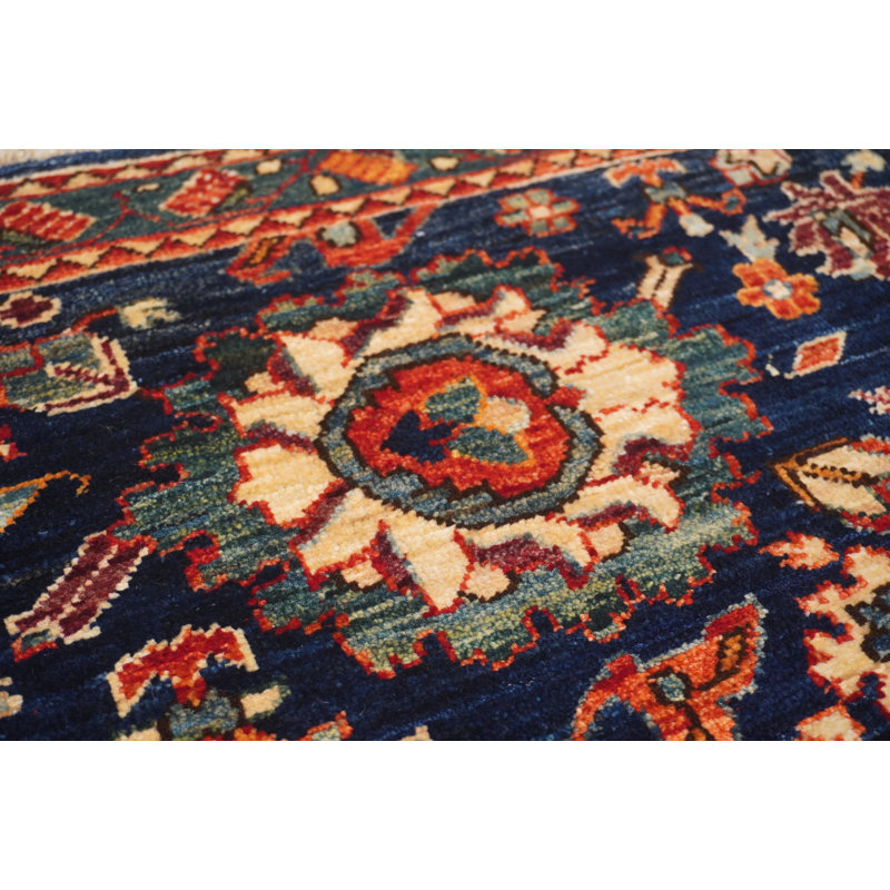 Hand-Knotted High-Quality Blue Square Area Rug