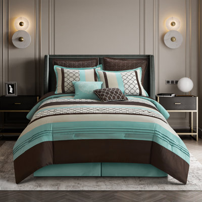 Ensemble d'édredon en microfibre moderne et contemporain de 8 pièces Avalon