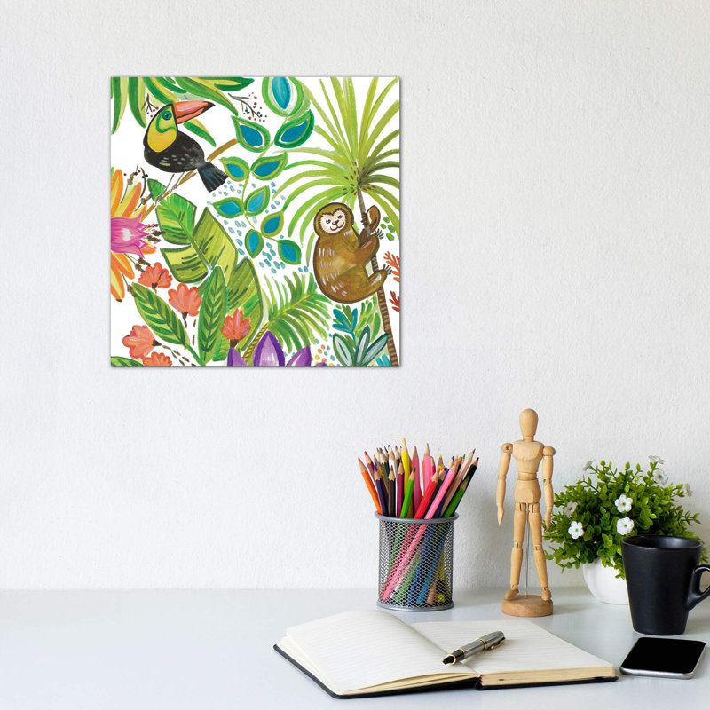 Art tropical encadré, Toile tendue, H 12 po x l 12 po x P 0,75 po