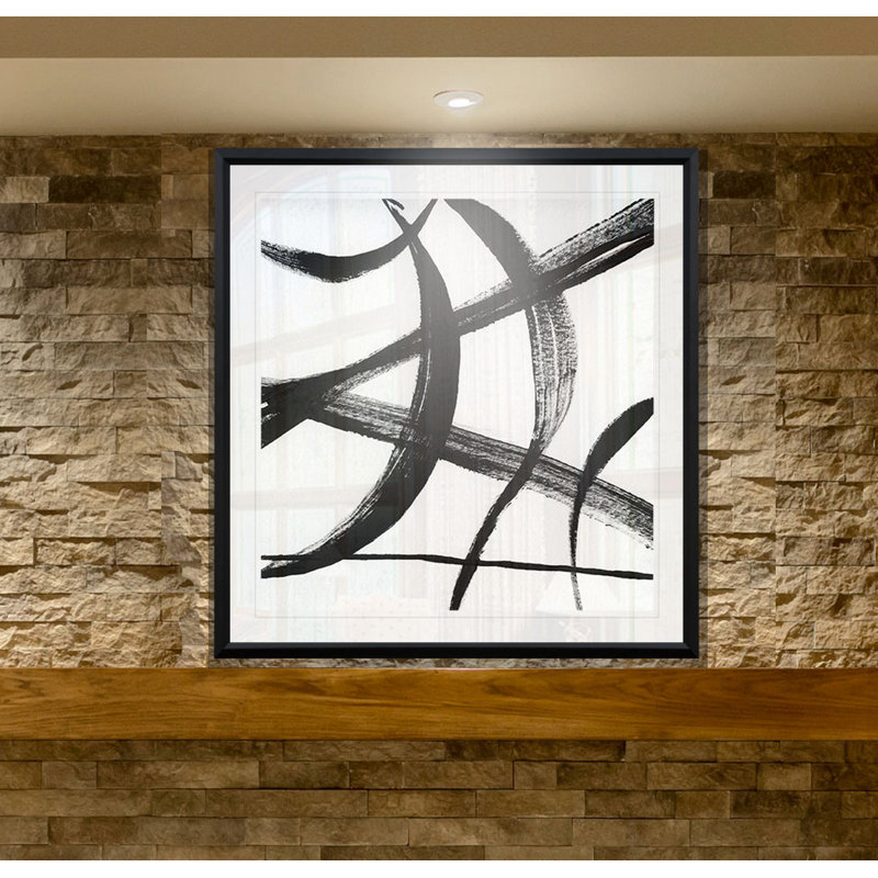 «Gestural Marks I» - reproduction d'art, H 17,5 po x l 17,5 po x P 1,5 po, Cadre plastique noir