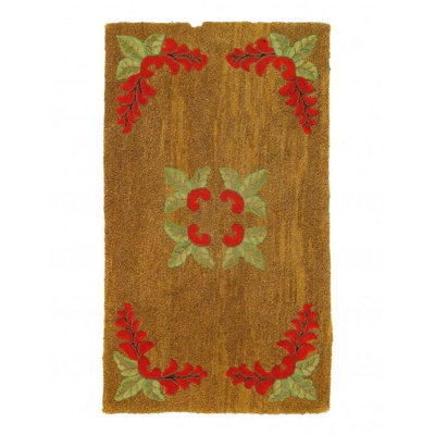 Tapis oriental jaune / brun / rouge en coton / laine 2 pi 5 po x 4 pi 3 po Randeen