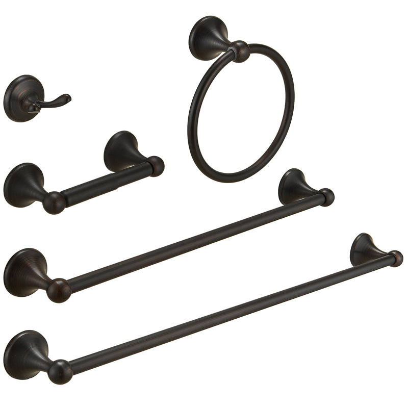 Ensemble de quincaillerie de salle de bain 5 pièces, Bronze huilé