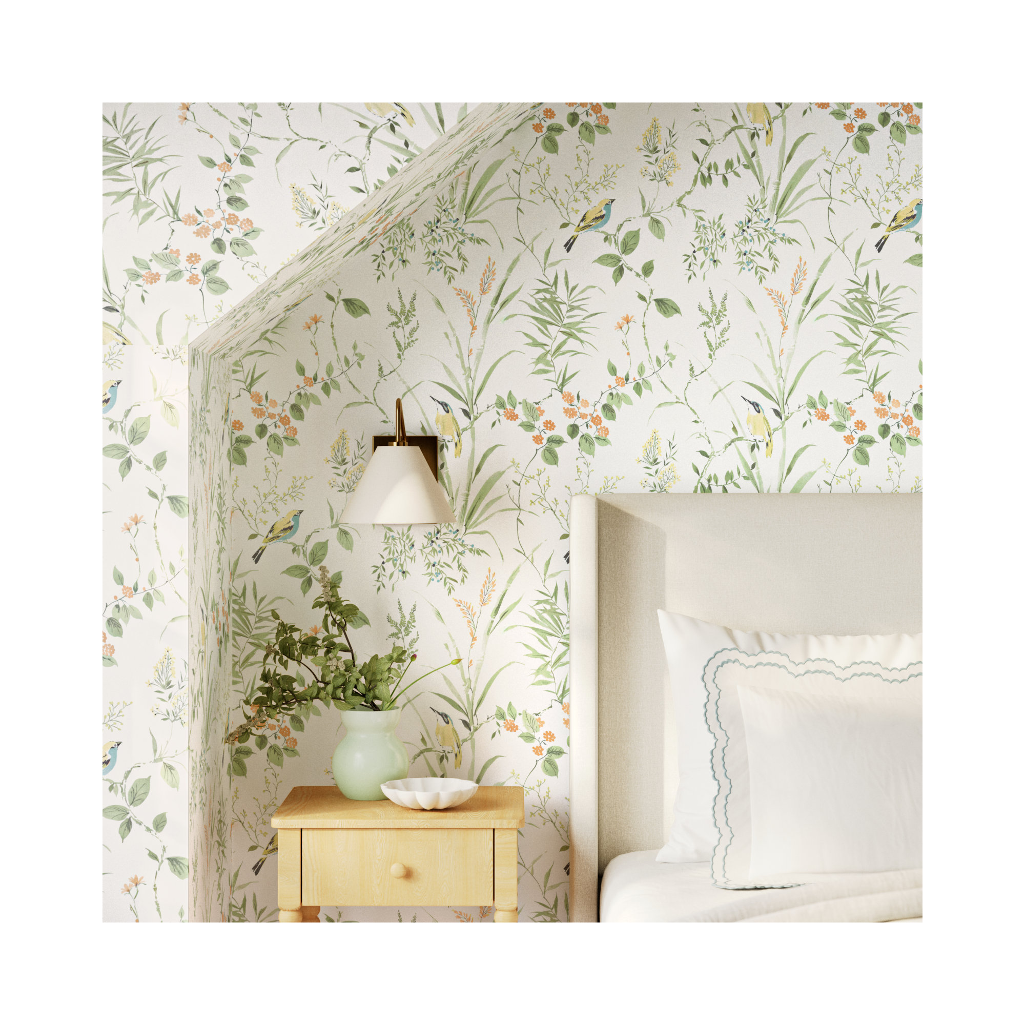 Stevenson 33' L x 20.5" W Wallpaper Roll, Light Green
