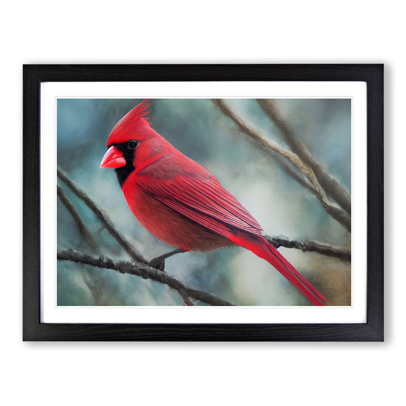 Cardinal Bird Vol.5 - Single Picture Frame Print, 34cm H x 46cm W x 2cm D, Black Framed