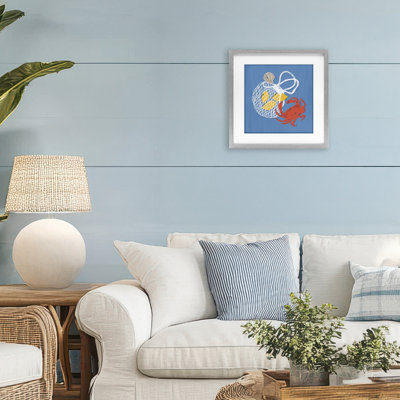 «Nautical Crab & Lemons», reproduction encadrée sous verre, conception de Krissy Mast