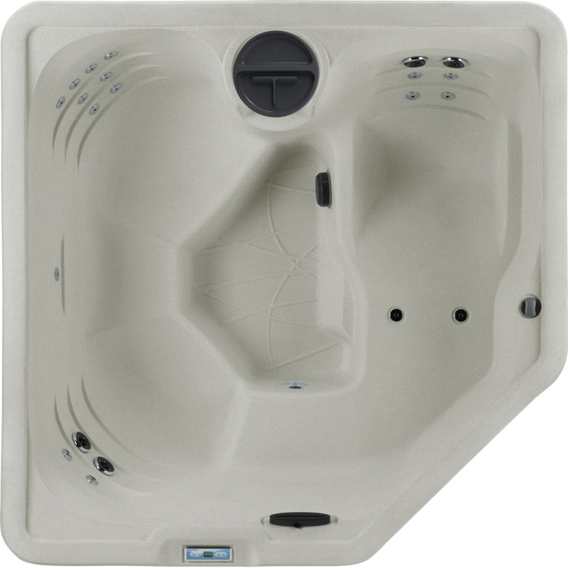 Tahiti Hot Tub New for 2025, 4-Person Lounger, 22 SS Jet, 110V/230V, Real Stainless Heater, Beautiful Upgraded Synthetic Wood Skirt, Ozone, Waterfall and LED Lighting