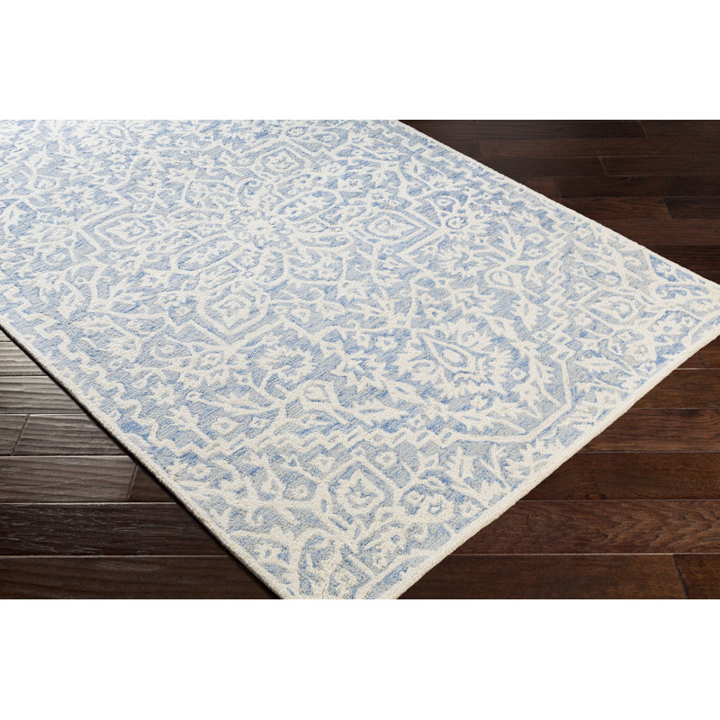 Tapis bleu marine en laine touffeté à la main Brottman, Rectangle 8 pi 10 po x 12 pi