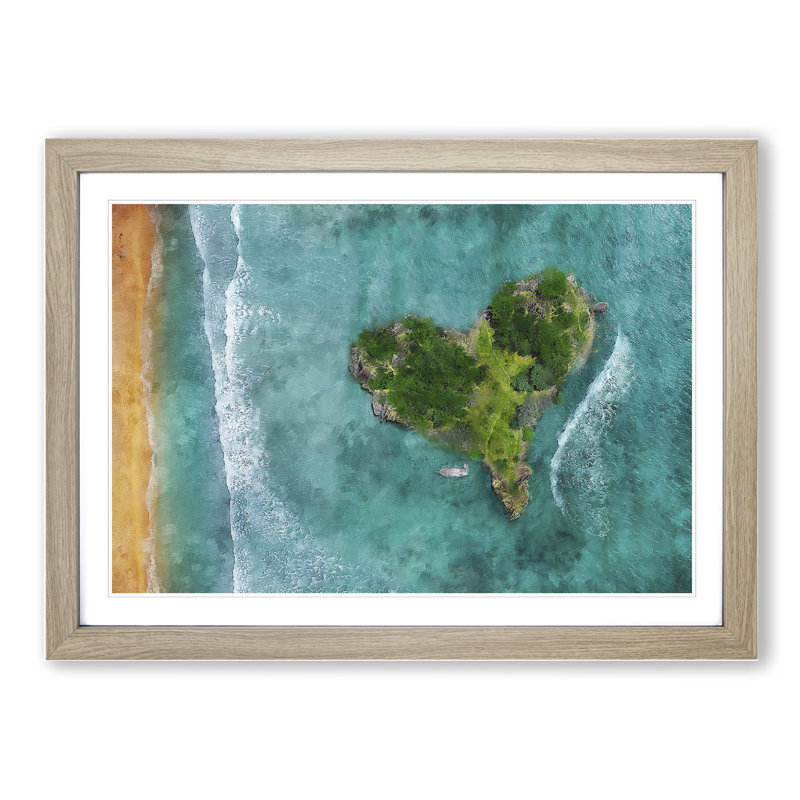 The Heart of the Island - Picture Frame Graphic Art, 36cm H x 48cm W x 2cm D, Oak