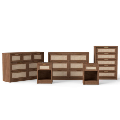 Rattan Dresser & Nightstand Set